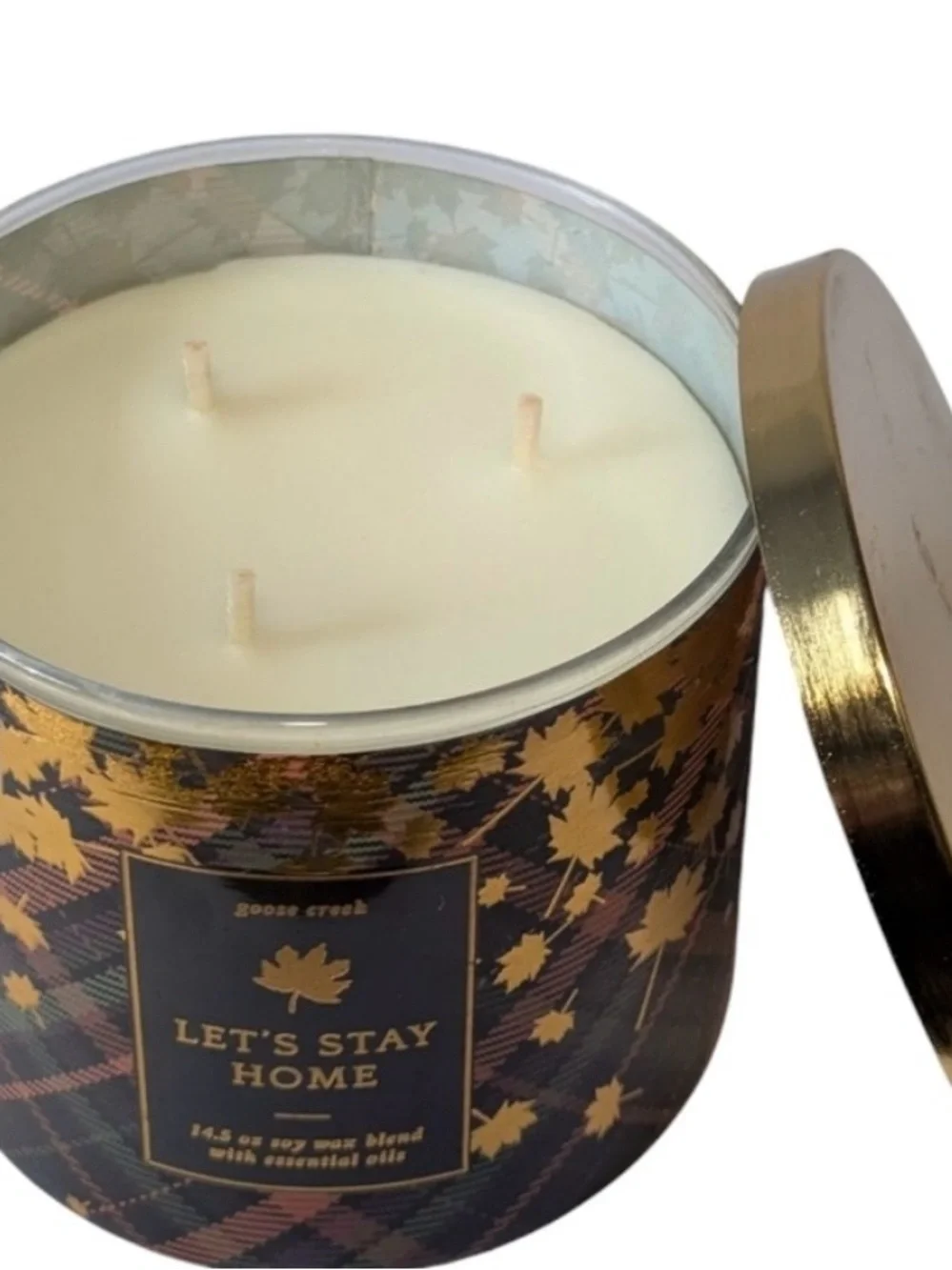 Goose Creek Let’s Stay Home 3 Wick Candle 14.5 oz Jar Crisp Apple Vanilla New